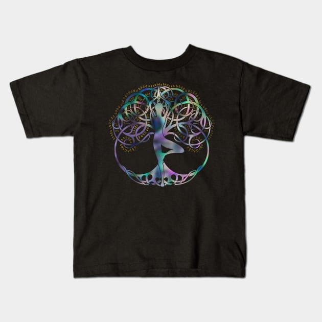 Glowing symbol for Vriksasana - Yoga Tree pose Kids T-Shirt by Nartissima